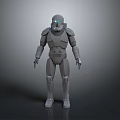 3D Robot Model with Helmet Mechanical Armor and Limb Structure in Gray Design 3d model