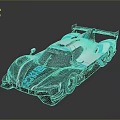 Sleek Blue And White Race Car With Streamlined Body Aerodynamic Rear Wing And Number 20
