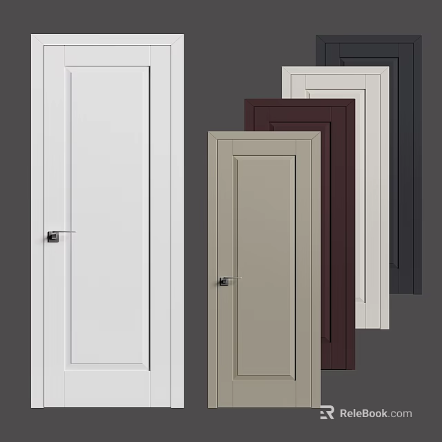 Stylish Hinged Doors In Various Colors For Home Interior Design 3d model 