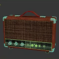 Vintage Portable Speaker With Leather Handle Textured Panel And Metal Trim