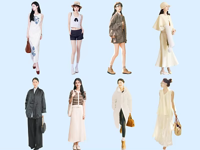 Multiple People in Different Stylish Outfits With Accessories and Fashionable Apparel 3d model