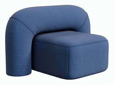 Blue Modern Single Sofa With Curved Backrest And Square Upholstered Seat 3d model