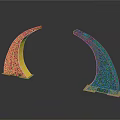 Two Golden Sparkling Curved Door Arches With Symmetrical Reflective Base Design