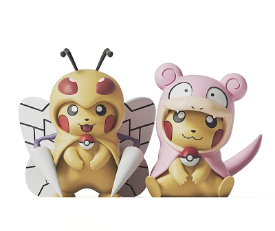 Adorable Stuffed Dolls With Yellow Butterfly Wings And Pink Ear Design Details 3d model