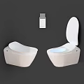 Modern White Toilets With Closed And Open Lids And Remote Control Design 3d model