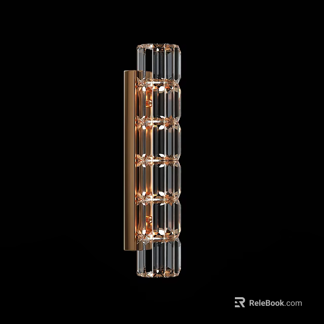 Elegant Crystal Wall Light With Gold Base Vertical Design For Home Lighting 3d model