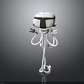 White And Black Robot Octopus Hybrid 3D Model With Spherical Head And Tentacles