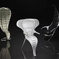 Stylish Modern Single Chair With Sculptural Metal Frame And Leather Upholstery