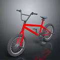 Red BMX Bicycle With Black Handlebar Thick Tires And Silver Spokes