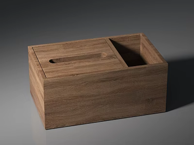 Wooden Multi Functional Tissue Box With Open Compartment For Daily Living Supplies 3d model