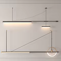 Modern Geometric Pendant Lights With Linear Design And Black Gold Metal Finish For Interior Decoration