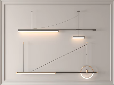 Modern Geometric Pendant Lights With Linear Design And Black Gold Metal Finish For Interior Decoration 3d model