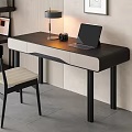 Modern Office Desk With Table Lamp Camera Laptop And Ergonomic Chair On Gray Tiled Floor