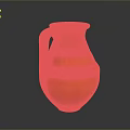 Hand Carved Orange Clay Jug Featuring Textured Surface Sculpture Carving