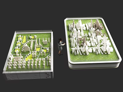Elaborate Urban Planning Architectural Models With Person Observing Design Details 3d model