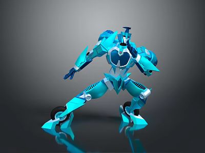 Futuristic Blue Robot Game And Movie Character With Mechanical Design And Dynamic Pose 3d model