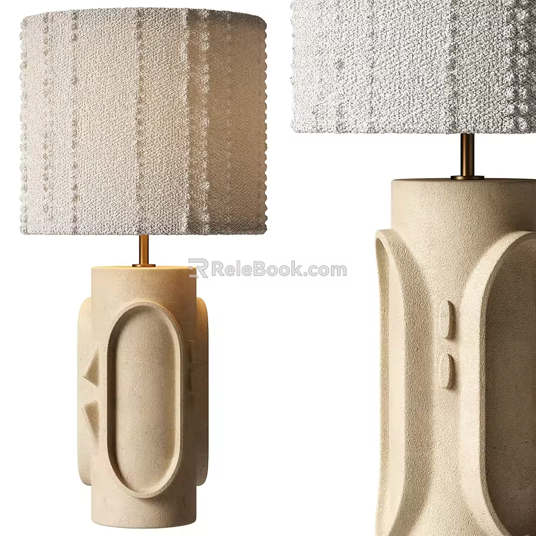 Cream wind table lamp 3d model