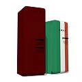 Vintage Red Single Door and Green White Red Stripe Refrigerators Classic Retro Kitchen Appliances
