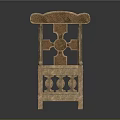 Traditional Wooden Chair With Carved Cross Backrest And Hollowed Legs Design