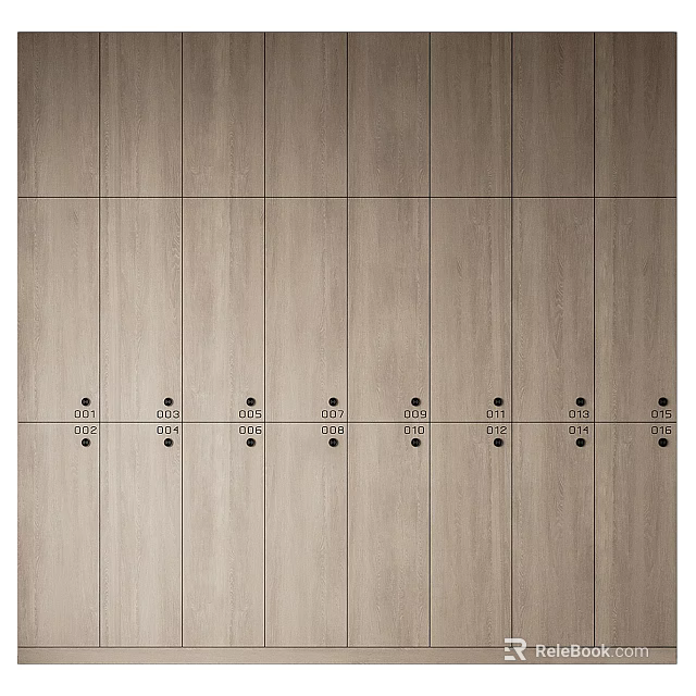 Modern Wooden Sideboard with Sleek Cabinet Doors and Simple Black Dot Handles 3d model 