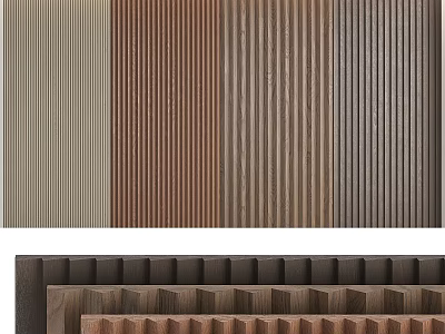 Modern Wooden Wall Decor Panel Designs With Striped Textures And Neutral Tones 3d model