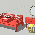 Colorful Decorative Cabinets With Shelves Drawers Potted Plant And Decorative Items