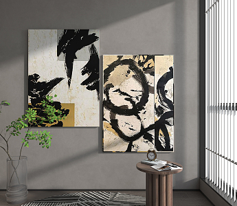 Quiet abstract painting decorative painting 3d model