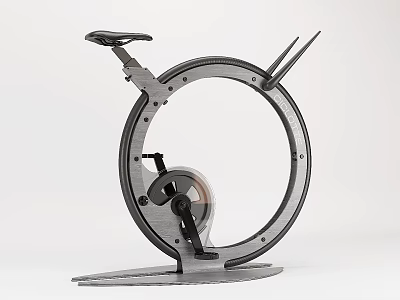 Modern Fitness Bike with Circular Metal Frame and Black Seat Design 3d model
