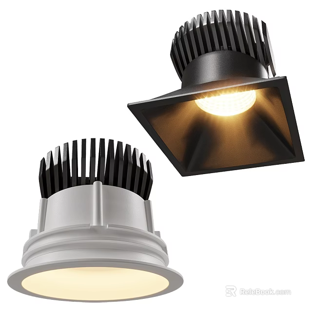 Contemporary Square Pendant Light with Black Grille Silver Base and Warm LED Glow 3d model 