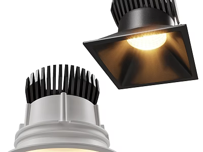 Contemporary Square Pendant Light with Black Grille Silver Base and Warm LED Glow 3d model