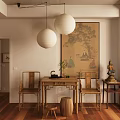Elegant Solid Wood Tea Table And Chairs Set For Warm Zen Style Chinese Tea Room