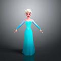 3D Animated Character With Blonde Hair Blue Dress And Outstretched Arms