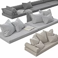 Modern Gray Fabric Sofa Collection With Multiple Cushions And Various Styles 3d model