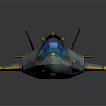 Futuristic Sci Fi Aircraft 3D Model With Gray Yellow Blue Colors Transparent Cockpit And Streamlined Wings