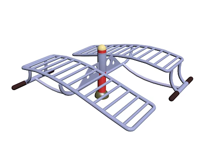 Outdoor Sports Equipment with Parallel Bars and Red White Support Column 3d model
