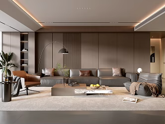 Modern Italian Living Room Light Luxury TV Background Wall Lazy Sofa Fashion Coffee Table Combination 3d model