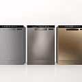 Modern Sleek Kitchen Appliances Three Dishwashers In Silver Gray And Gold Design