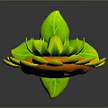 Cartoon Sunflower With Smiling Face Yellow Petals Orange Center And Green Stem Leaves