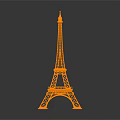Orange Eiffel Tower Model With Reflection On Gray Gradient Background 3d model