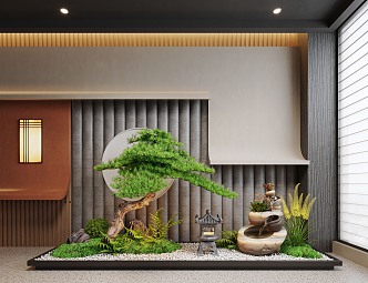 New Chinese Style Indoor Landscape Landscaping Landscape Setches Indoor Landscape Indoor Landscape Bryophytes Plant Pile 3d model