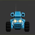 Blue Military Vehicle Toy Model With Dual Cannons Large Tires Headlights And Antenna