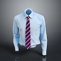Elegant Light Blue Formal Shirt With Red And Blue Striped Tie For Business Attire