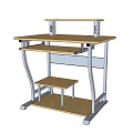 Modern Adjustable Wooden Desk with Metal Frame and Lower Shelf Stool