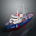 Blue White Red Rescue Boat 353 With Crane And Rescue Equipment
