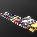 Colorful Model Toy Cars Including Sedans Trucks And Fire Engines On