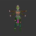 Fantasy Nature Elf Character With Plant Decorated Body Green Limb And Flower Details