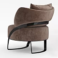 Single Sofa Brown Velvet Upholstery With Curved Backrest Black Metal Legs And Bow Pattern Cushion