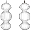 Two Modern Beige Striped Layered Fabric Pendant Lights For Interior Design 3d model