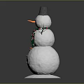 Small And Large Snowmen With Silver Hats Green Scarves And Branch Arms
