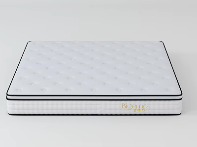 White Mattress With Diamond Stitching Pattern Black Border And Gold Logo Design 3d model
